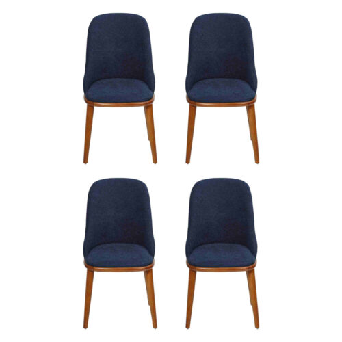 Stylish blue dining chairs Designer wooden frame Modern kitchen chair