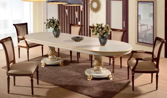 Luxury Dining Room Table Oval White Dining Tables Wood Italian Furniture Art Deco New