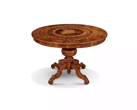 Dining Table Dining Room Brown Round Classic Table Design Wood Luxury Furniture