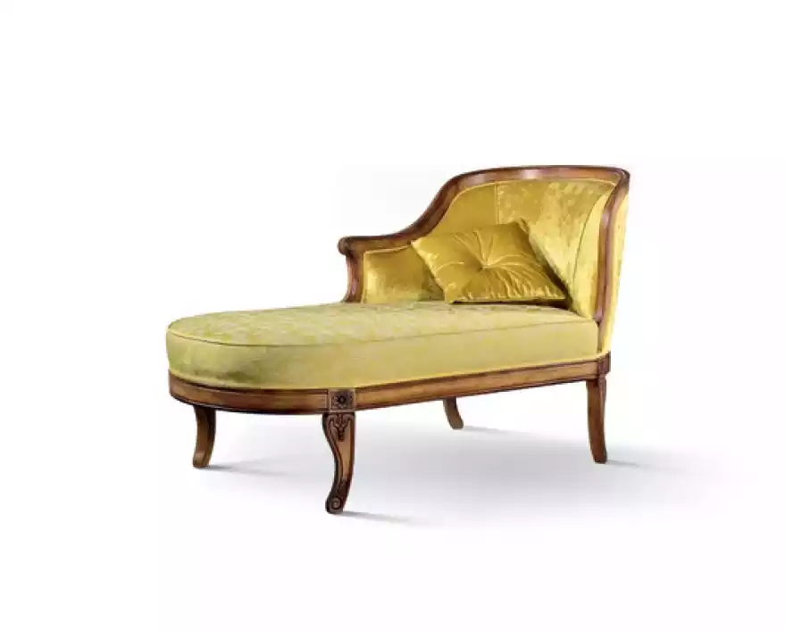 Chaise Longue Fabric Sofa Recliner Chaise Classic Yellow Couch Textile New