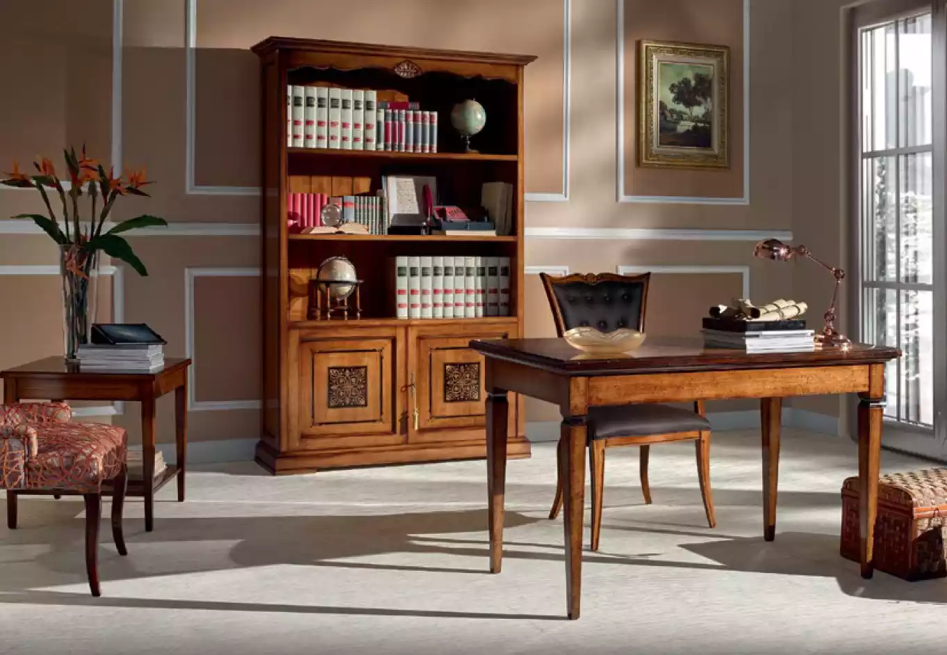 Desk Living Room Bookshelf Wood Office Cabinet Cabinets Italy