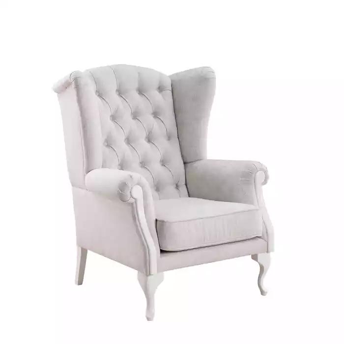 Armchair Seat Single Seater Design White Upholstery Living Room Furniture TV Armchair