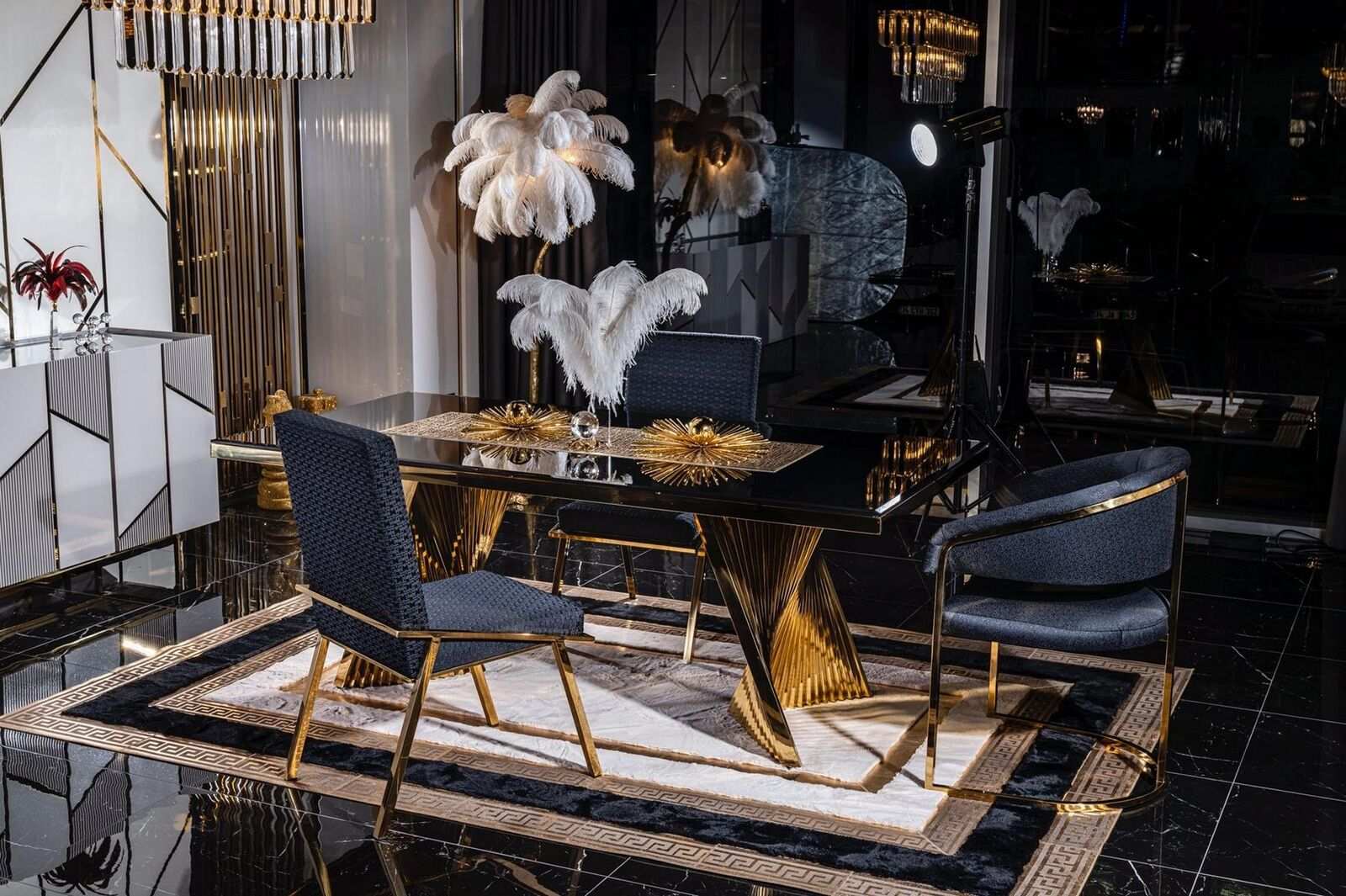 Modern stainless steel dining table Luxury designer furniture in gold colour