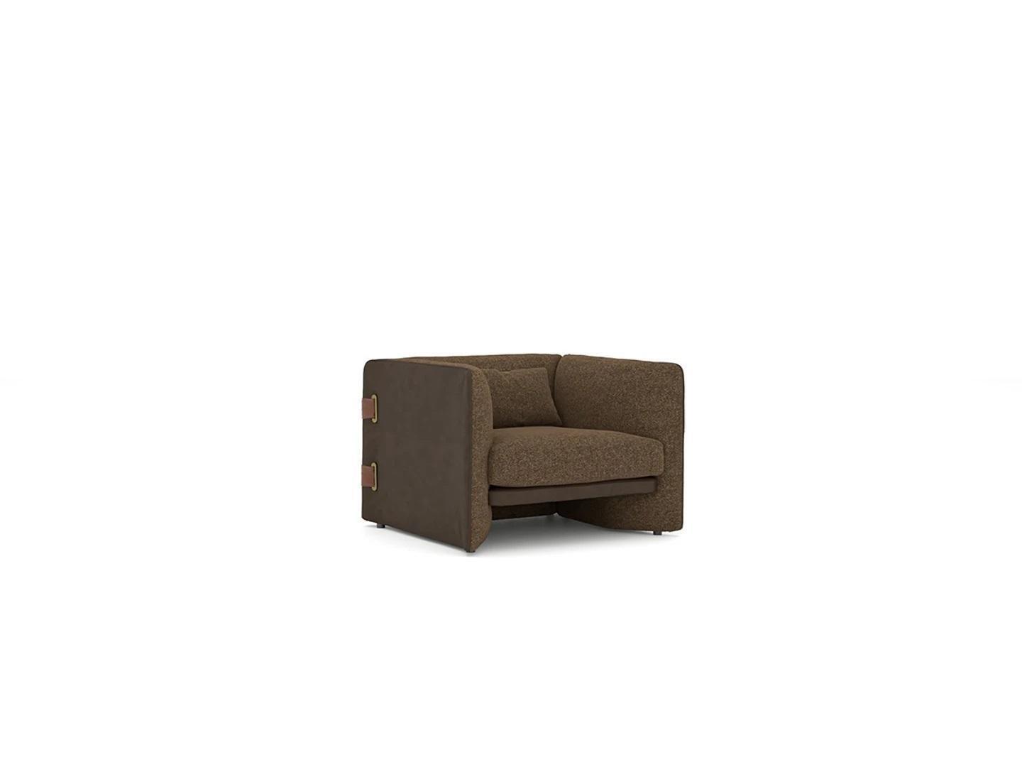 Brown armchair living room furnishings luxury textile upholstered furniture modern design