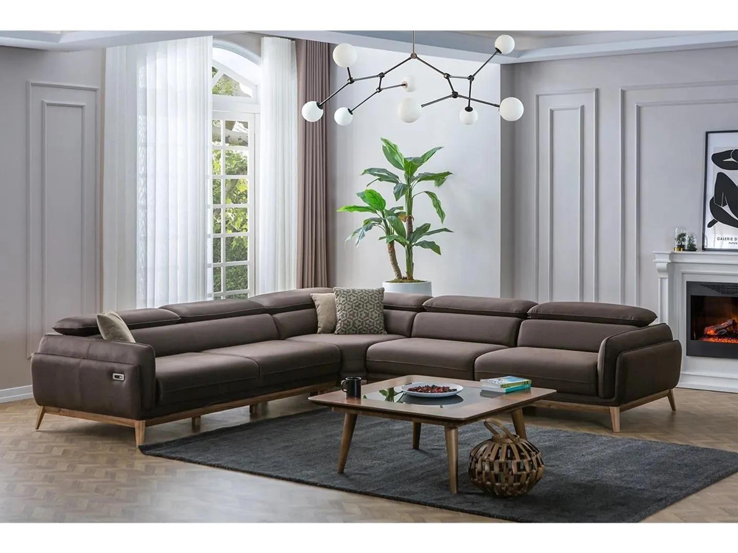 Corner sofa L-shape luxury coffee table living room set 2-piece suite