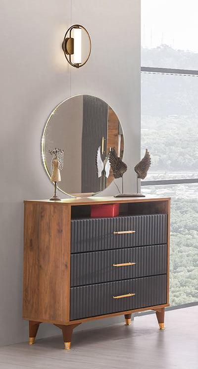 Chest of drawers with mirror Brown Grey Two-tone Bedroom Storage space Modern