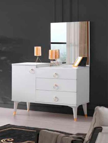 Dressing table with mirror white colour modern design rectangular bedroom