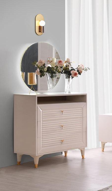 Modern Beige colour chest of drawers with mirror Unicoloured drawers Bedroom