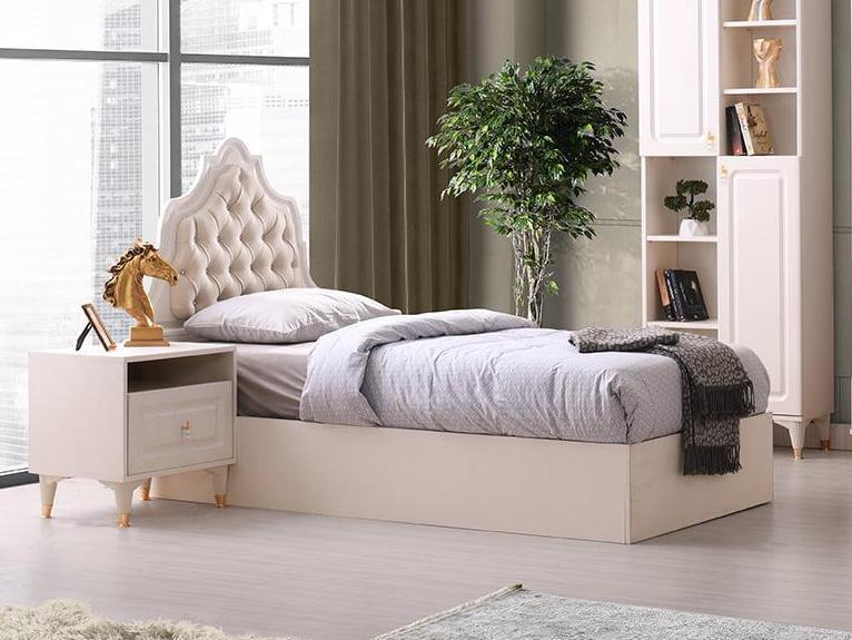 Youth room bed Modern design bedroom Beige colour Unicoloured