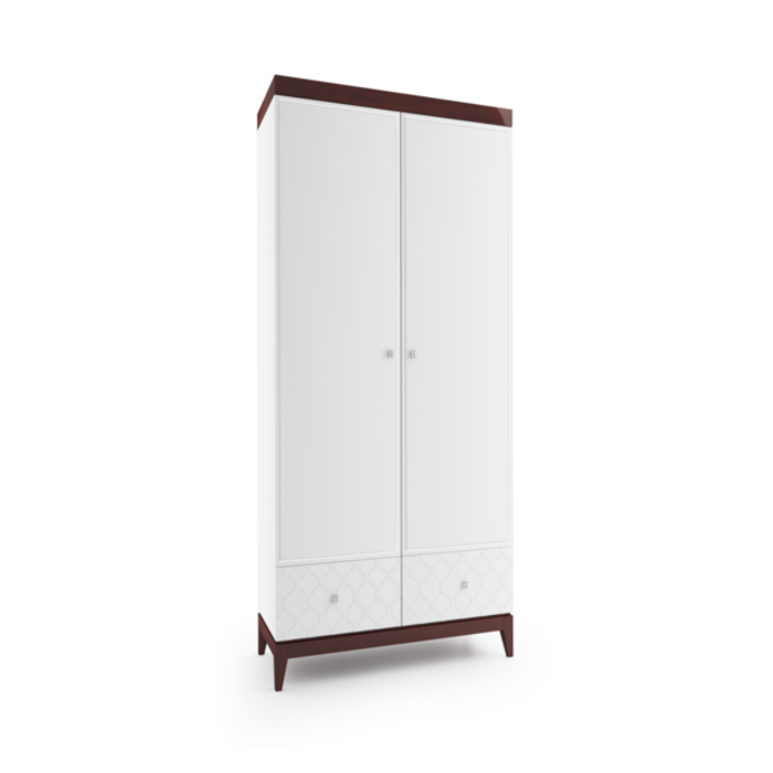 Modern style made of real wooden wardrobe with 2-sliding drawers & 2-swing doors, model - VI-2D