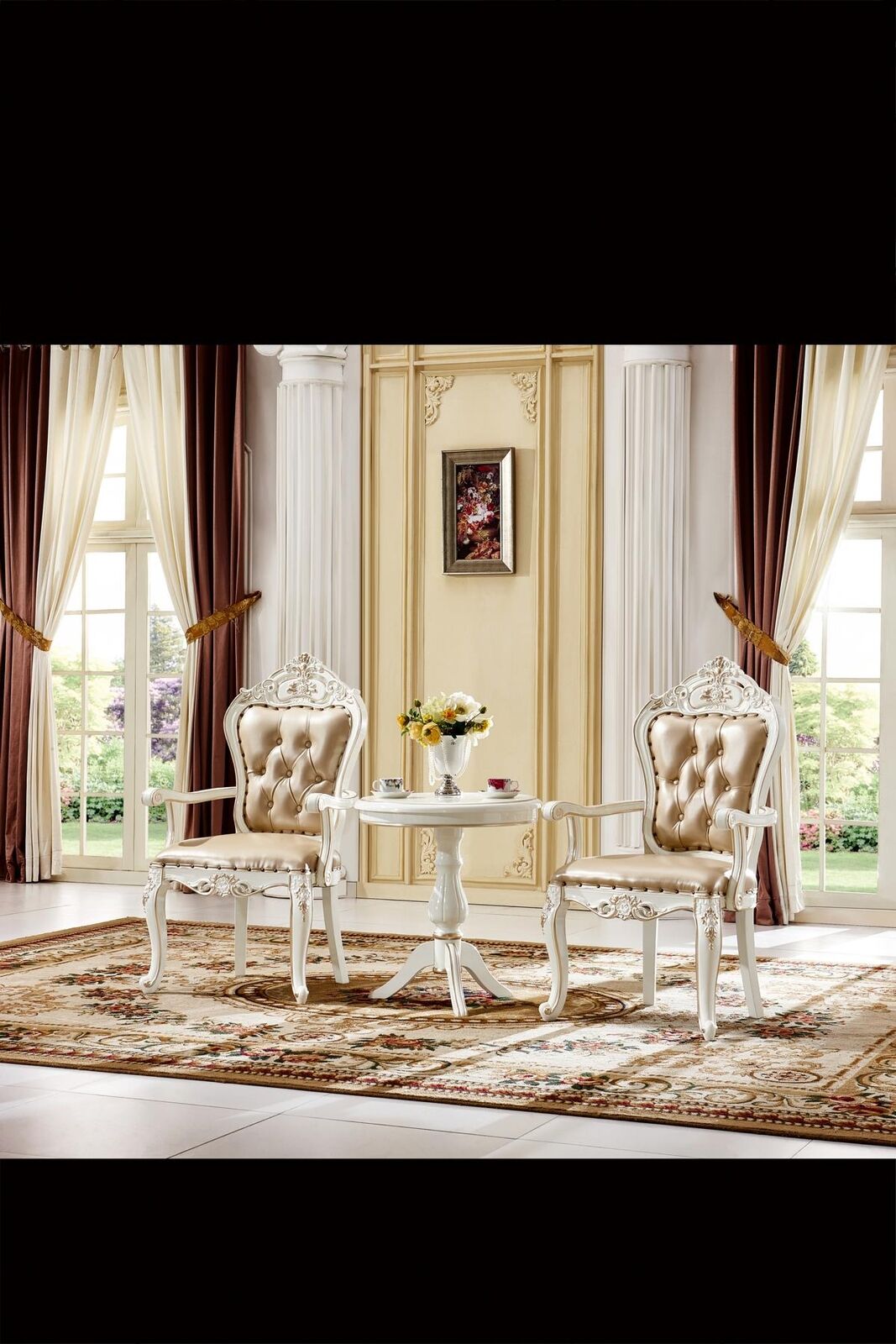 Living room set beige 2x armchairs classic elegant new 2 pieces.