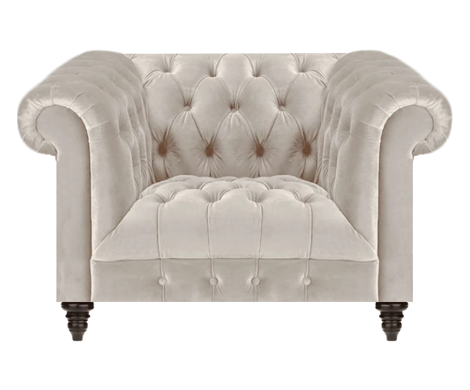 White Chesterfield upholstered armchair Designer fabric armchair textile