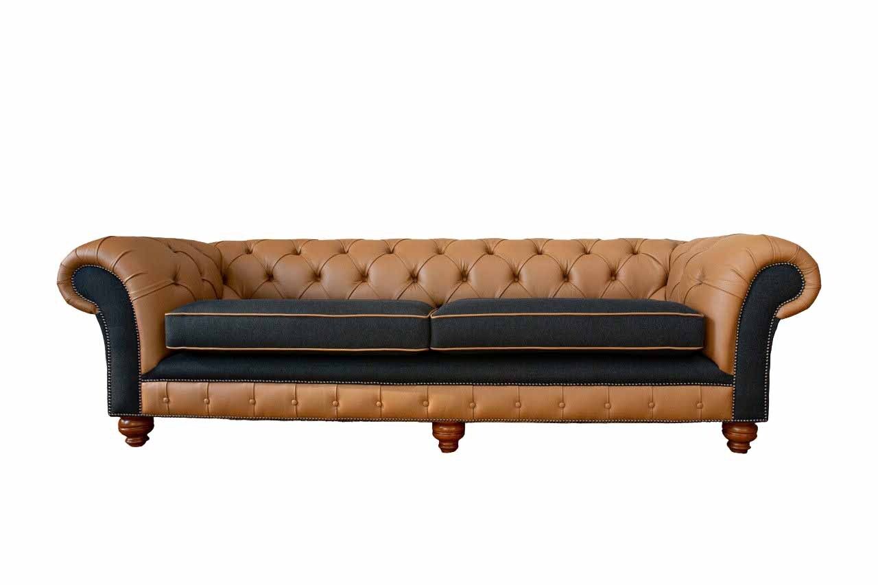 Sofa 4 seater upholstery couch big couches Chesterfield leather textile new