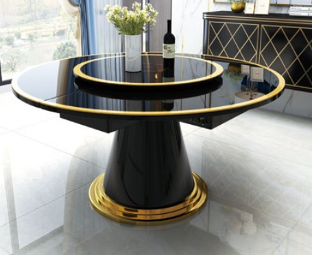 Luxury dining table round dining tables swivel living dining room round table stainless steel