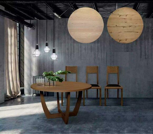 Round dining table wooden kitchen table round new style modern brown 140cm