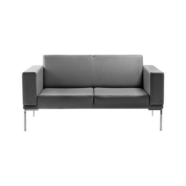 Gray office style 2-seater designer upholstered sofa faux leather couches 2-seater