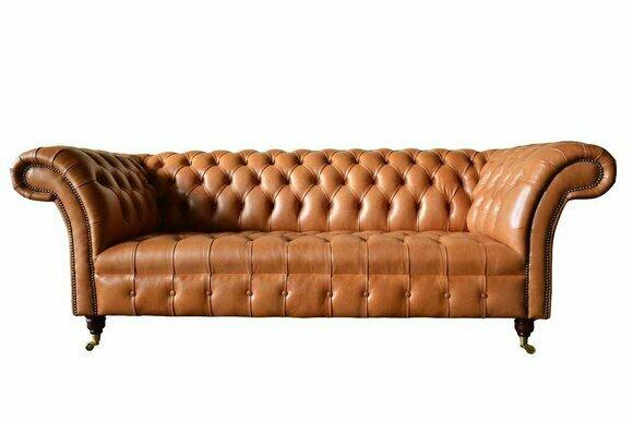 Sofa 4 Seater Seat Modern Chesterfield Sofas Couches Upholstery Brown New