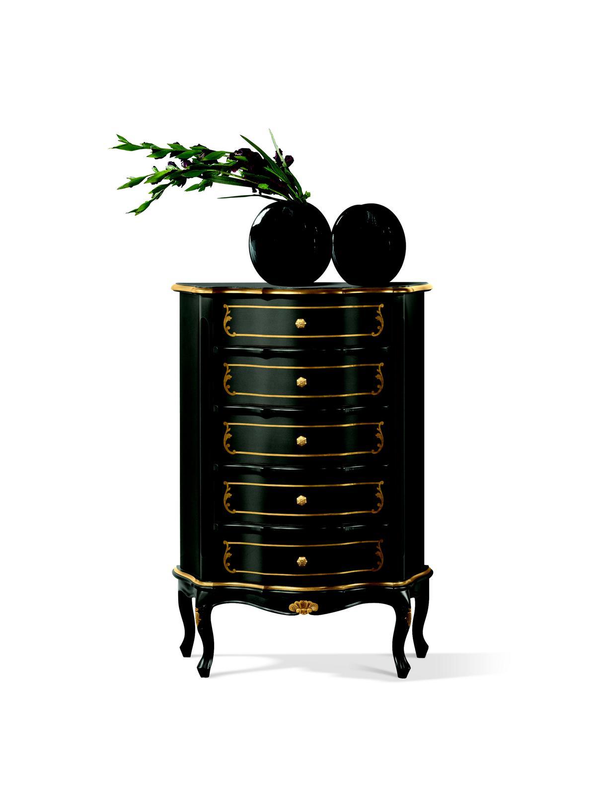 Italian furniture style baroque black designer cabinet dresser furniture wood new