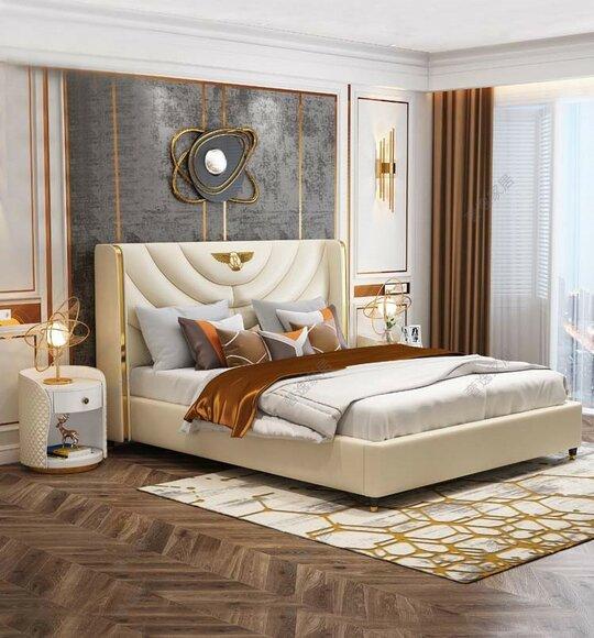 Bedroom bed bedside tables 3 piece set design luxury beds wood double bed new !