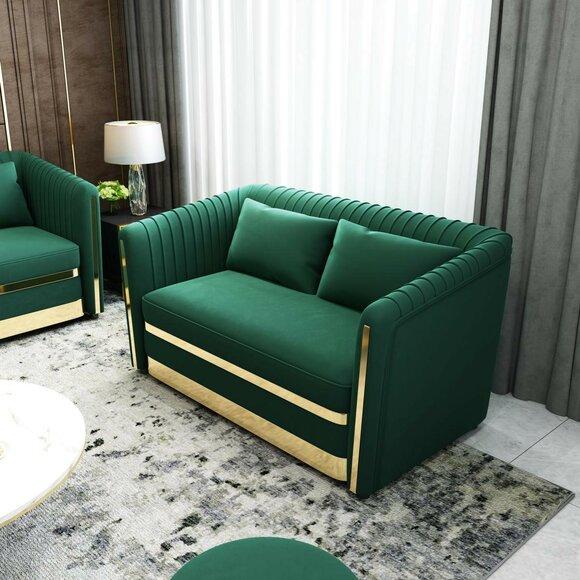 Green designer sofa couch upholstery xxl 2 seater big sofas couches textile leather new !