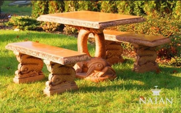 Antique Garden Style Furniture Rustic Stone Tables Patio Fish Shape Table PROSTY