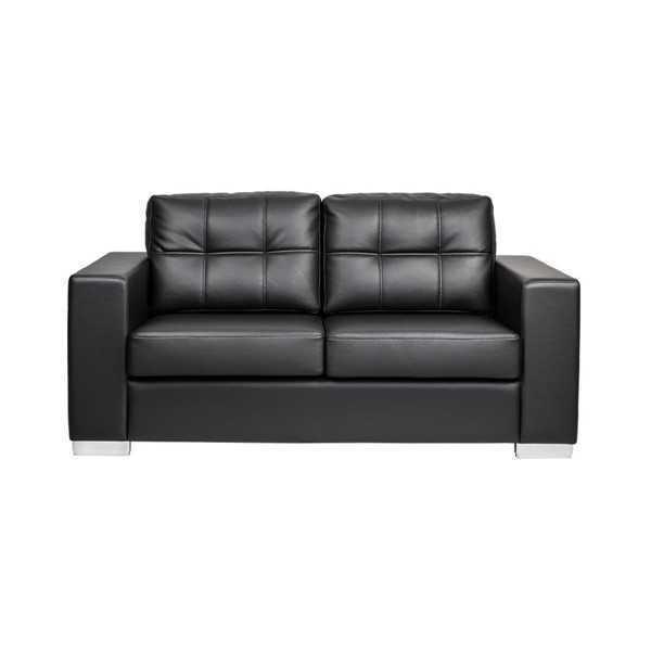 Black living room 2-seater luxury leather relax couch modern design