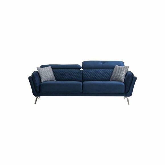 Blue Textile Sofa Modern Living Room Three Seater Luxury 3 Seater Couch