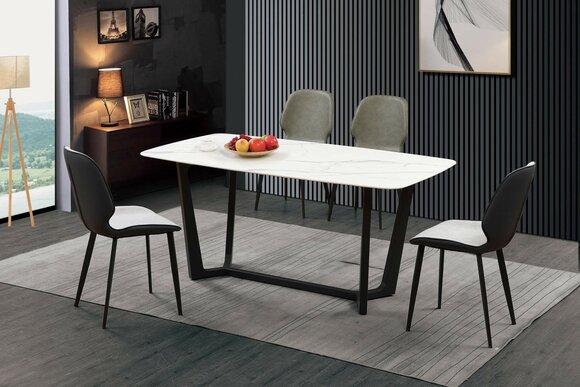 Luxury Dining Table Stainless Steel Marble Imitation Stone Dining Room Furniture