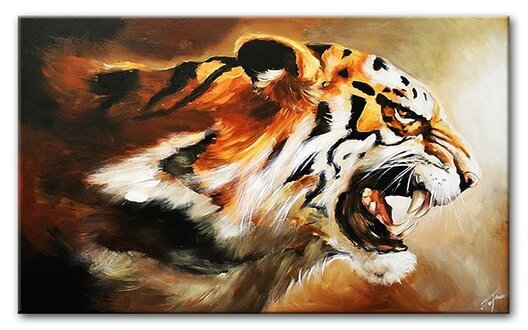 Painting Oil Painting XXL Pictures Tiger Leopard Gebart Picture 200 x 125 cm Immediately