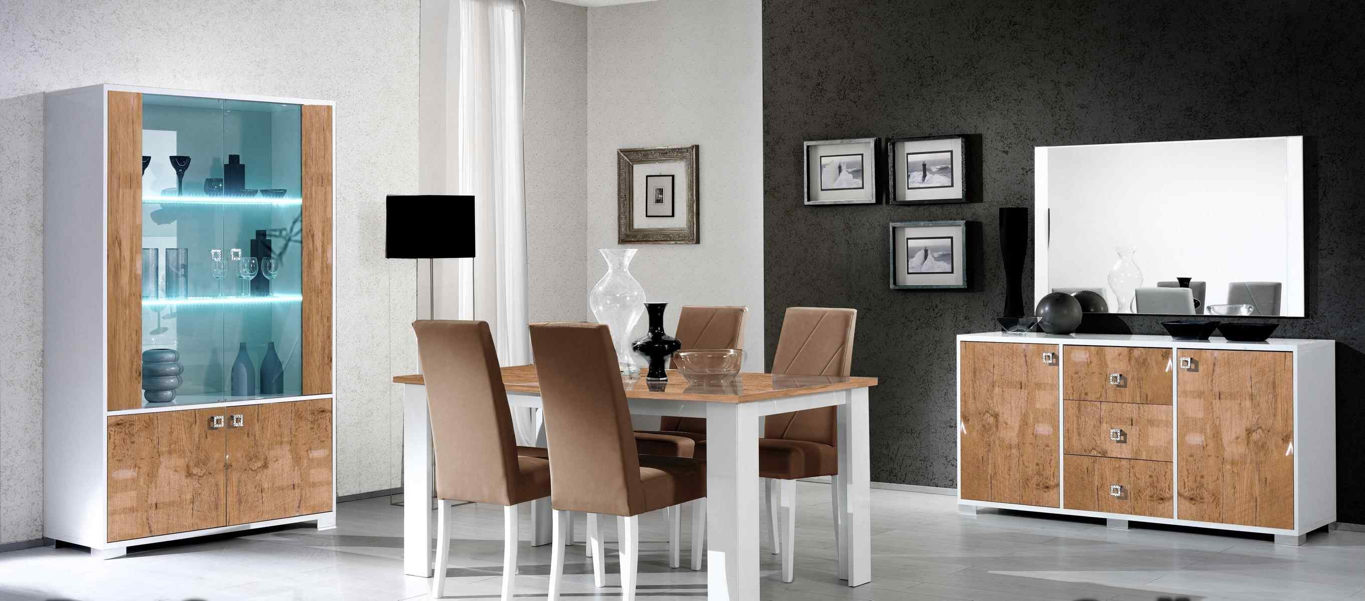 Dining Room Set Rtv Table 4x Chairs Display Cabinet 7pcs Complete Luxury Furniture New