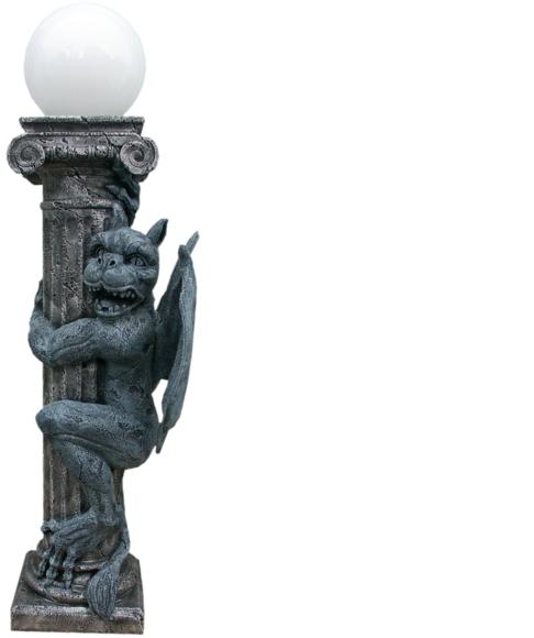 Antique style roman column with a demon figure design acrylic floor lamp, 133cm high