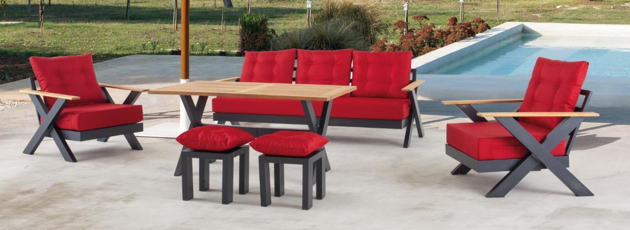 Garden furniture sofa set table stool armchair veranda seating groups 6 pieces.