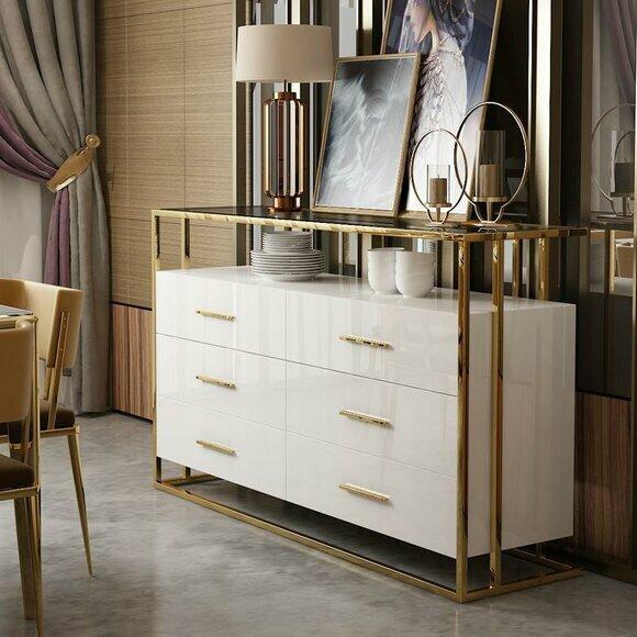 Dresser Showcase Cabinet Chest of Drawers Modern Style Living Room Display Cabinet New