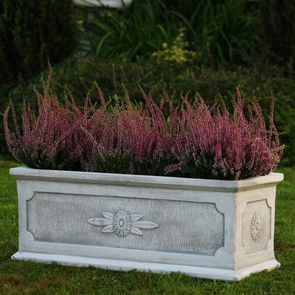 Massive planter flower box plant trough flower pot made of cast stone 2033