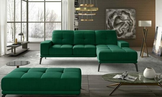 NEW Corner Sofa L Shape Sofa Couch Upholstered Sofas Living Area Fabric Sofa with Stool Immediately