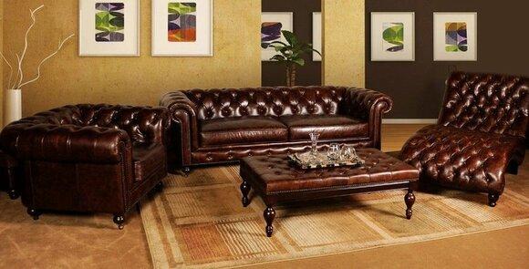 Chesterfield Sofa Set 3+2+1 Seaters Classic Brown Faux Leather Couches Comfortable With Pads Manchester