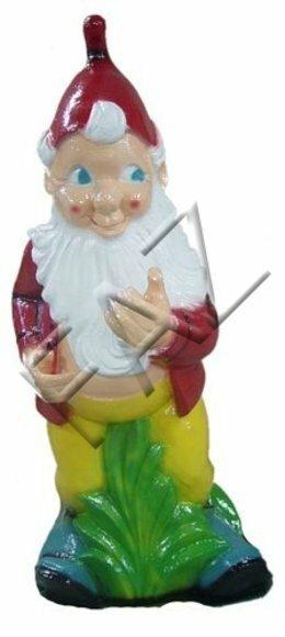 Decor figure designed as a gloss colorful standing dwarf on a grass 150cm