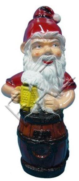 Decorative sculpture designed as a dwarf with a beer & a wooden barrel 68cm