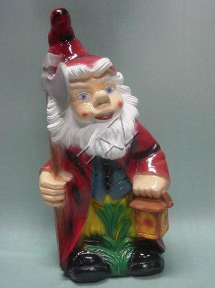 Decor figure designed as a colorful dwarf with an axe & a lamp 80cm