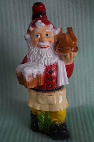 Decor colorful figure designed as a dwarf with a beer & a chicken 76cm