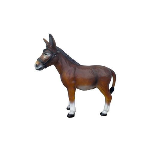 Decorative sculpture designed as gloss brown colored donkey figure 93x100cm sizes