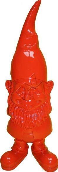 Abstract full red colored deco figure of a gloss standing dwarf 60cm