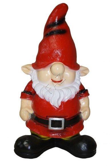 Decor figure designed as a standing dwarf dressed in a full red suit 76cm