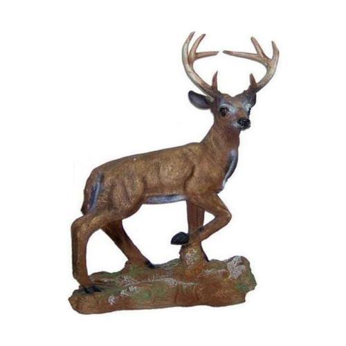 Decorative garden sculpture designed as brown deer figure 115cm length