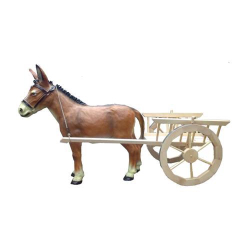 Decorative sculpture designed as donkey with a coach figure 160cm length