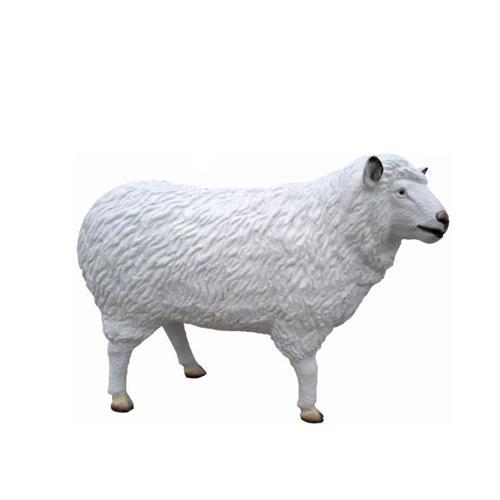 Decorative garden sculpture designed as white colored sheep figure