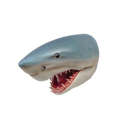 Decorative wall sculpture designed as white shark head figure 80cm height