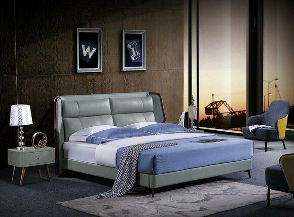 Bed upholstery design luxury double hotel beds sleeping room wood new 180x200cm