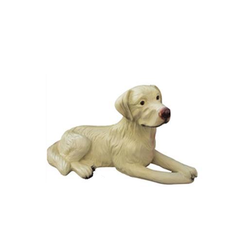 Decorative garden sculpture designed as beige colored dog figure 88cm length