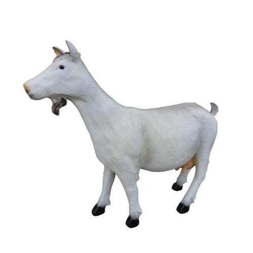 Decorative garden exhibitor designed as white colored goat figure 85 cm height